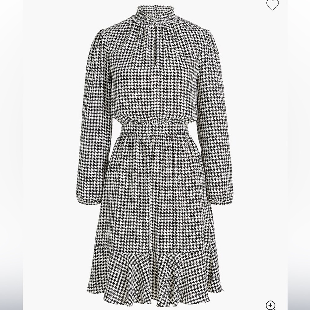 NWT J. Crew Factory Houndstooth smockneck dress Size 16